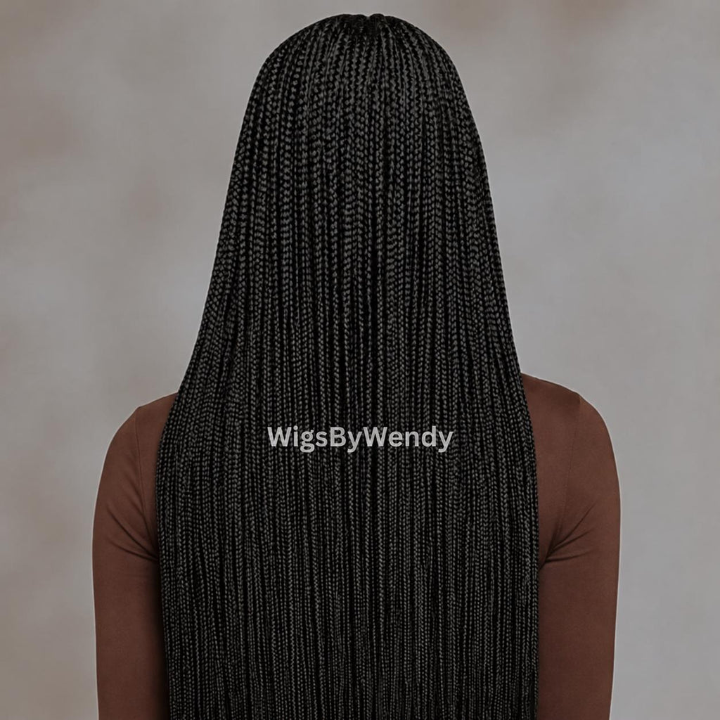 Lacce Frontal Conrow Wig, Long Single Box Braids Lightweight African Weave Wig With Baby Hair