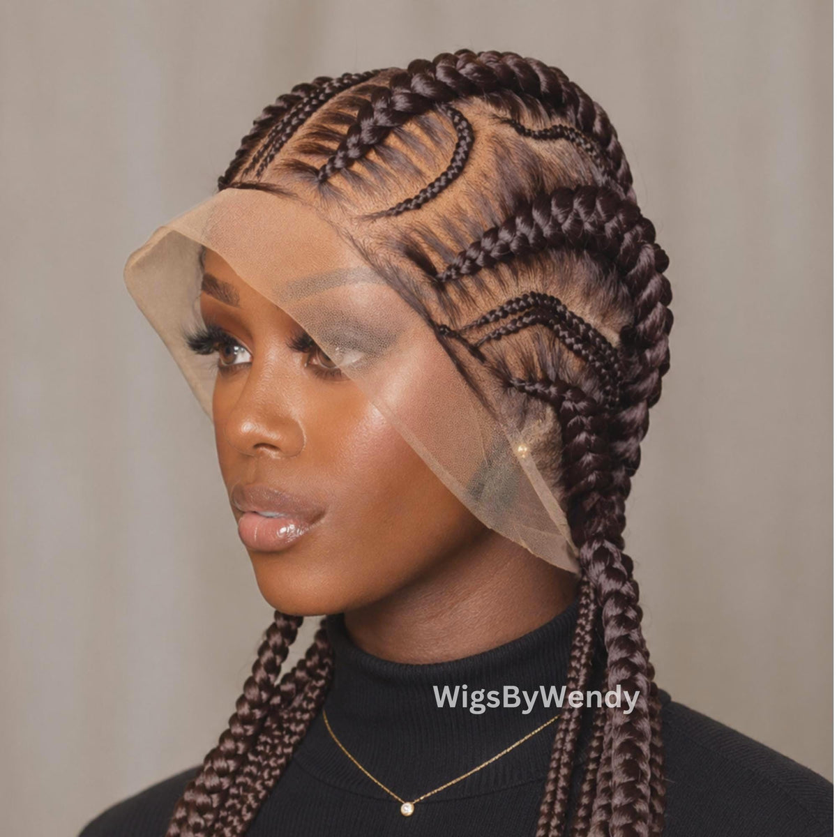 Stitch Braided Wigs For Black Women 24" Full Lace All Back Lightweight Cornrow Human Hair Wig