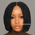 Black Short Twist Bob Braids Wig