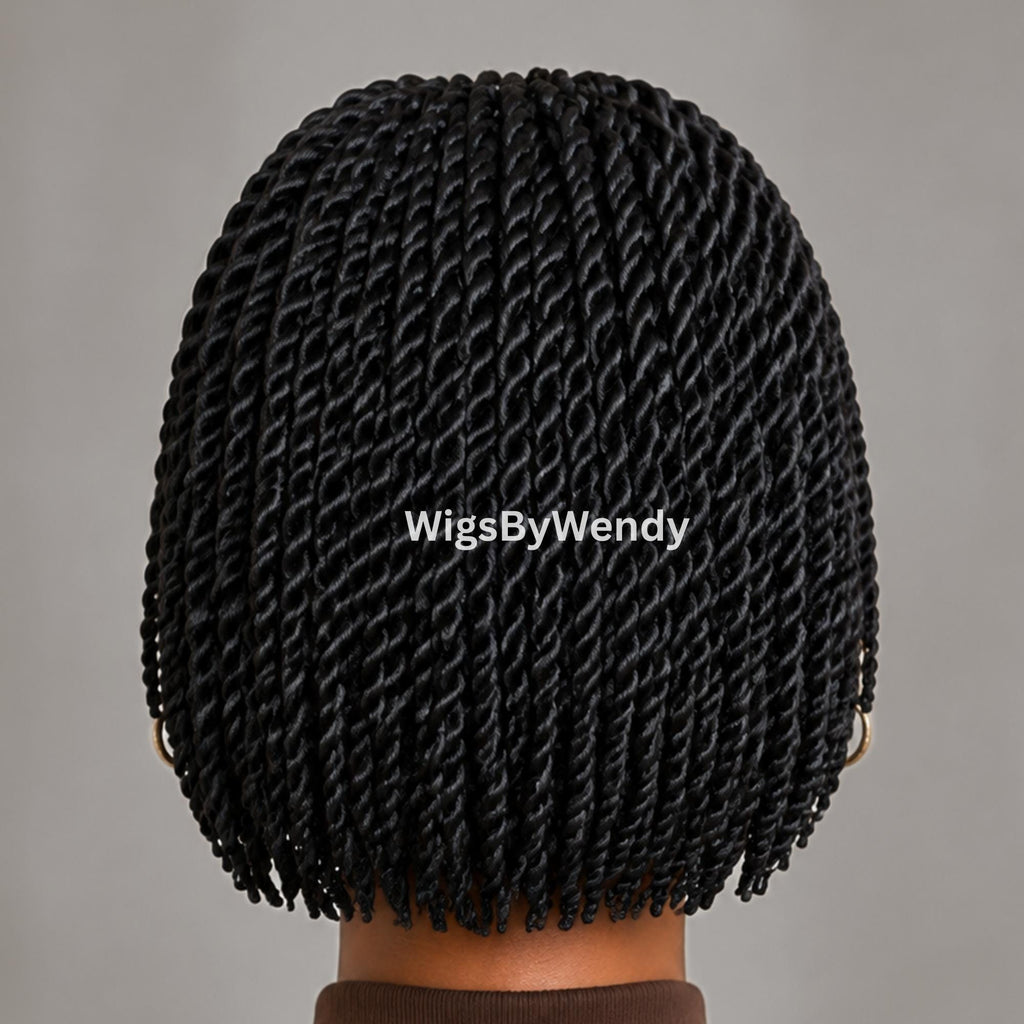 Black Short Twist Bob Braids Wig