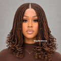 Curly Lace Closure Conrow Braided Wig, Short Bob Lightweight African Weave Wig