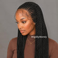 Lacce Frontal Conrow Wig, Long Single Box Braids Lightweight African Weave Wig With Baby Hair